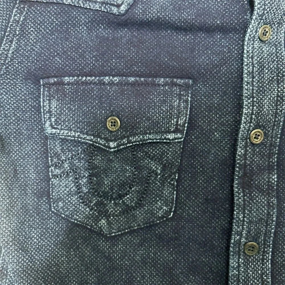 True Religion Shirt Kids XL Indigo Knit Button-Up Shirt Long‎ Sleeve Casual